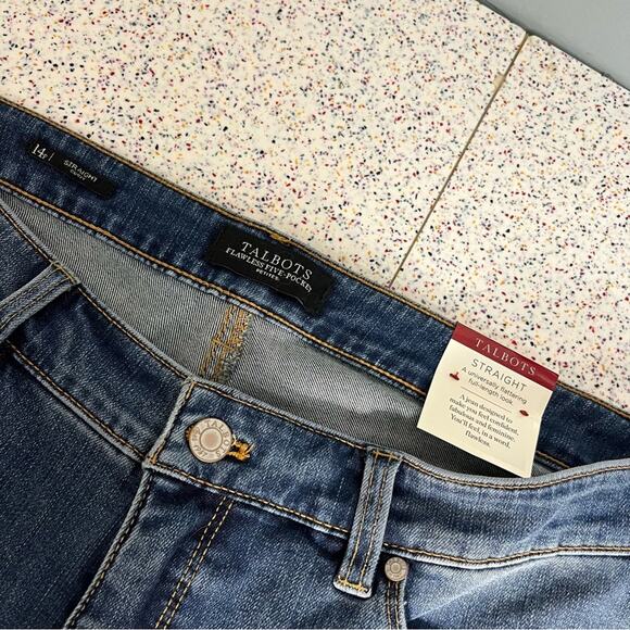 NWT Talbots Flawless Five Pocket Straight Leg Curvy Women’s 14P Medium Blue Jean - Picture 6 of 10